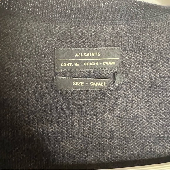All Saints luxury unisex wool cotton zip cardigan charcoal grey size small - Picture 6 of 12